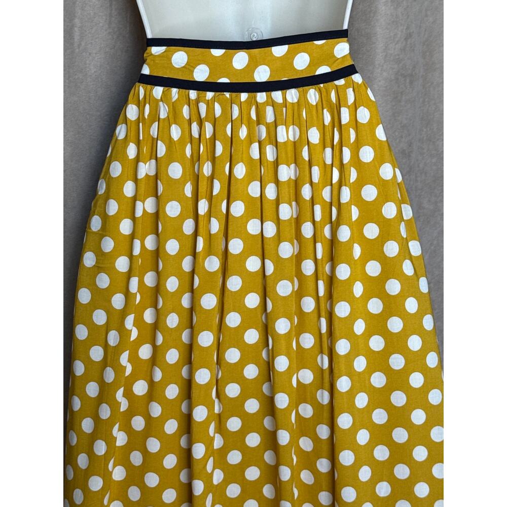 Tulip B Unique Vintage Yellow White Dots Retro A-line Swing Midi Skirt S NWT - Picture 5 of 8
